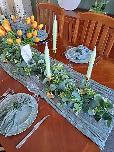 Elegant Metal Taper Candle Holders, Set of 3, Gold Finish, Different Heights. Modern Decorative Centerpiece for Table, Mantel, Wedding, Housewarming Gift, Holiday and Special Occasions