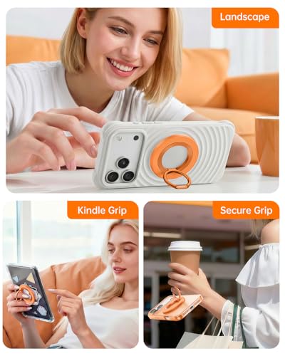 SYNCWIRE Magnetic Phone Ring Holder for MagSafe, 360° Rotation Cell Phone Grip Stand Finger Ring Kickstand Two-Sided Magnet Compatible with iPhone 17 Pro Max 16 15 14 13 12 MagSafe Accessories - color: Single Ring-1PCS-Cosmic Orange