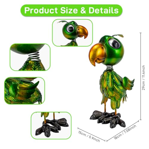 Metal Garden Statues Parrot Outdoor Decor,Green Bird Garden Sculptures Lawn Ornaments,Outdoor Patio Decor Yard Art for Outside - color: Parrot