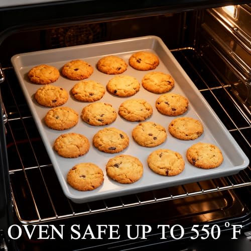 Cookie Sheets for Baking 18x13", Half Ceramic Baking Sheet, Non-Stick & Non-Toxic Ceramic Coating, 2.2mm Thick Aluminum Oven Trays for Cooking, PTFE & PFOA Free - size: baking sheet 18x13"