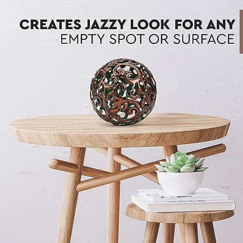 Everydecor Metal Decorative Sphere for Home Decor - Decorative Balls for Shelves, Centerpiece Bowls, Bookshelf - Decoration Orbs Accents for Living Room, Bedroom - Fancy Bronze Shelf Spheres - color: F. Bronze, size: 4 Inch