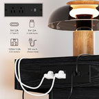LIKIMIO Night Stand with Charging Station, Modern Black Nightstand with LED Light and Drawers, Bedside Tables/End Table for Bedroom - color: Black
