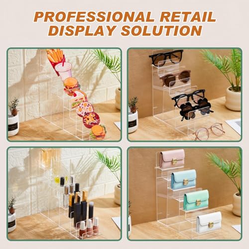 Kathfly 2 Pack 8-Tier Acrylic Wallet Display Stand Clear Purse & Handbag Organizer Riser Shelf for Perfume, Sunglasses, Cosmetics, Jewelry Vendor Display for Craft Fairs, Retail - size: 8-tier
