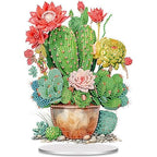 5D Tabletop Diamond Art Kit Cactus Pot, Stand Up Special Shaped Crystal Diamond Art Desktop Kits for Adults, DIY Diamond Art Painting Kits Craft Gift (Green) - color: Cactus Pot