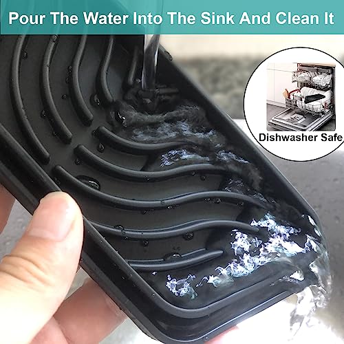 Silicone Refrigerator Drip Tray Catcher 2 packs,Protects Ice and Water Dispenser Pan From Spills,Fit Refrigerator Water Tray, Recycle and Dry Quickly (Rectangular, Black+Grey) - size: Rectangular