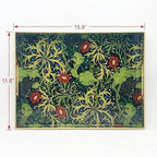 15.8" x 11.8" Navy Green Plastic Serving Tray with Handles, Seaweed & Poppy Botanical Floral Pattern with Red & Blue Accents and Gold Trim, for Ottoman, Coffee Table, Vanity - color: Seaweed & Poppy Botanical