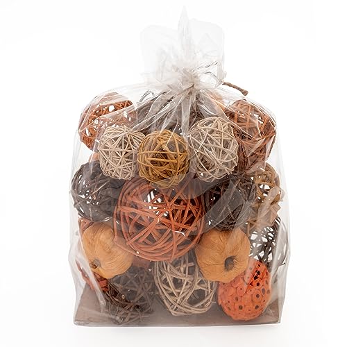 ANDALUCA Orange Decorative Vase Filler Bag with Mini Pumpkins, Orbs, Balls & Flowers Bowl Filler Decor (Pumpkin Orange) - color: Pumpkin Orange