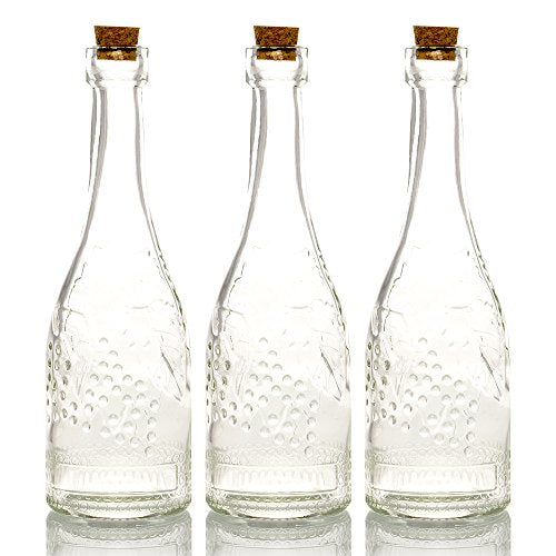 PaperLanternStore.com Bulk Pack (3) Stella Clear Vintage Glass Bottle Wedding Flower Vase - color: Stella - Clear, size: 3 Bottles