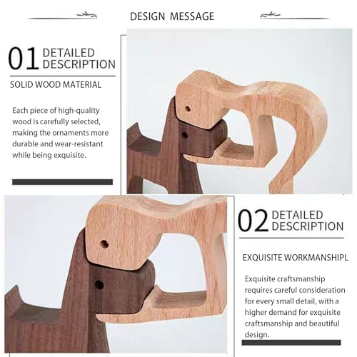 Men and Dog Figurines Decorativa Wooden Gift Home Décor Accents,Wood Sculpture Puppy and Human Statue Figurine Office Home Decor Sculpture,Wooden Puppy Figurines for Dog Lovers