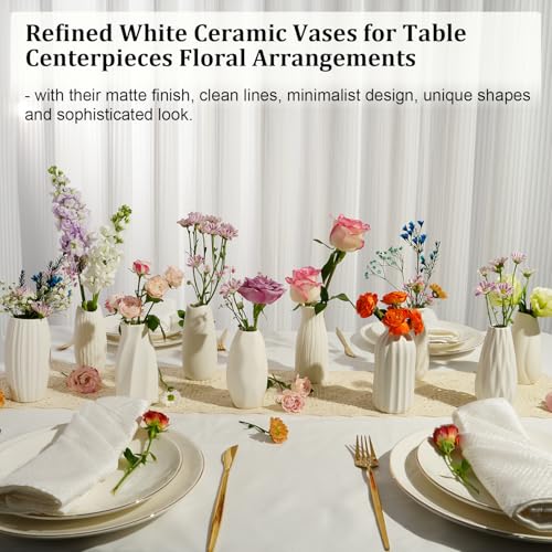 Ceramic Bud Vases, Set of 24 White Vases for Centerpieces Small VAses for Flowers Mini Ceramic Vase for Pampas Grass Vase Bulk for Wedding Table Centerpieces Decoration Boho Home Decor DIY Gift