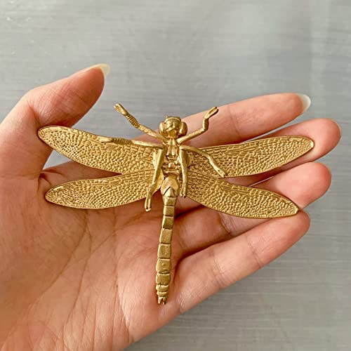 Gold Dragonfly Sculpture Solid Metal Insect Ornament Mini Insect Figurine for Home Office Garden Desktop Decor (Dragonfly) - style: Dragonfly