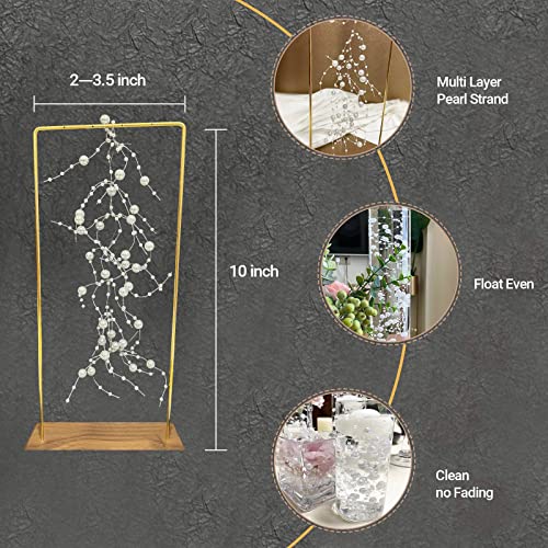 TeaSu Pearl String for Floating Candles, 12set Pearl Vase Filler for Wedding Centerpieces (White) - color: White