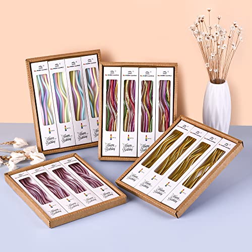 PHD CAKE 24-Count Rose Gold Spiral Long Thin Metallic Birthday Candles, Cake Candles, Birthday Parties, Wedding Decorations, Party Candles - color: Rose Gold