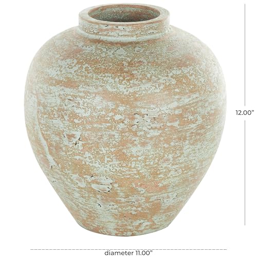 Deco 79 Ceramic Decorative Vase Antique Style Textured Patina Centerpiece Vase, Flower Vase for Home Decoration 11" x 11" x 12", Brown - color: Brown, size: 11" x 11" x 12"