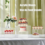 Clisela 3pcs Acrylic Cube Display Stands Box Risers with Hollow Bottoms, Food Risers for Buffet Table, Decorative Display Stand Shelf for Dessert Collectibles Jewelry Figures Show - Clear 6" 7" 8" - size: (6,7,8)"- Clear