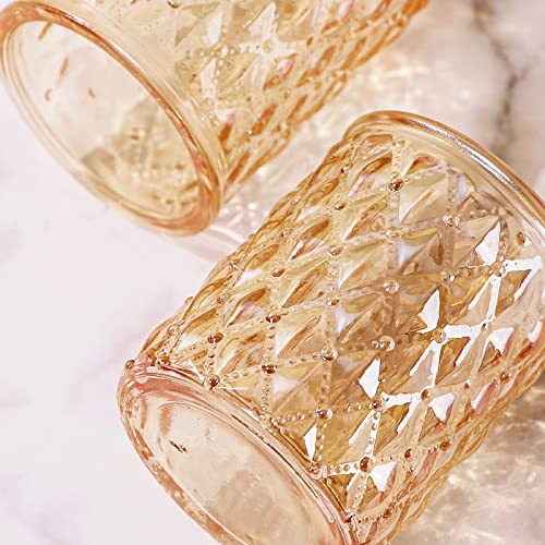 NITIME 12pcs Gold Votive Candle Holders- Tealight Candle Holder for Table Centerpiece, Glass Candle Holder for Wedding Table Decor, Home Decor and Party Decor - color: Gold
