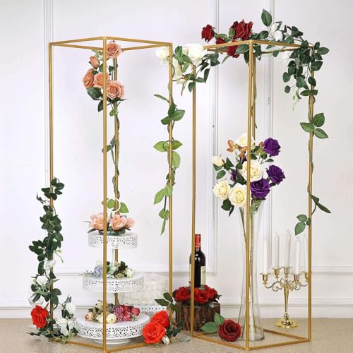 Efavormart 2 Pack - 48" Matte Gold Metal Wedding Flower Stand, Geometric Centerpiece Vases - color: Gold, size: 48"Tall