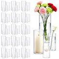 64 Pack Glass Cylinder Vases 4,6,8,10 Inch Tall Clear Flower Vase Hurricane Floating Candle Holder for Table Centerpiece Wedding Home Decor - size: 64 Pack(4,6,8,10)