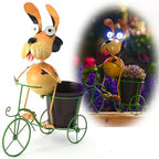 Dog Solar Lights Outdoor Cycling Plant Stand,Yard Art Metal Dog Statues,Outdoor Funny Statue for Garden Decor Yard Lawn Ornaments - style: Bike Dog