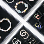 Jewelry Organizer Tray，Stackable Jewelry Drawer Organizer for Beads Rings Earrings Storage Display (Black, Empty Plate) - size: Empty Plate