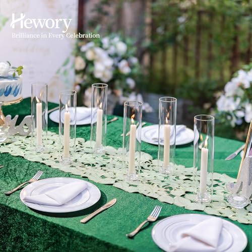 Hewory Hurricane Glass Candle Holders: 10 PCS Clear Open Ended Cylinder Candle Holder Sleeve for Candlestick Holders - Taper Candle Holder Bulk for Wedding Christmas Centerpiece Decor (D 2.5" x H 11")