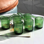 VOHO 12pcs Candle Holder Ribbed Glass, Green Votive Candle Holders for Wedding Party Table Centerpieces, Glass Tealight Candle Holder for Birthday Gift(2.1'' x 2.6'', Green) - color: Green
