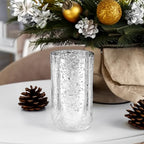 WGVI Hurricane Candle Holder Sleeve, W: 5", Ht: 8", Silver Speckled Glass Cylinder Open Both Ends, Chimney Tube Shade, 1 Piece - size: 5x8"H