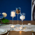 Nuptio 1 Set Tealight Candle Holder Tall Glass Candle Holder for Floating Candles, Glass Candle Holders for Pillar Candles, Tall Candle Holders for Table Centerpiece Home Party Wedding Table Decor - size: 7.87" & 9" & 10.2" H - 1 set