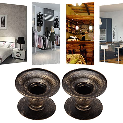 2 Pcs Vintage Pillar Candle Holders, Metal Candleholder Retro Pedestal Pillar Stands Candlestick Holders for Home Decor, Wedding Centerpieces, and Special Occasions