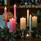 Flameless Taper Candles Flickering with Remote and Timer, 3D Moving Flame Taper Candle Battery Operated to 400 Hours, 9 Inch Window Candles, (Ivory-Vertical Stripes) - color: Ivory-Vertical Stripes
