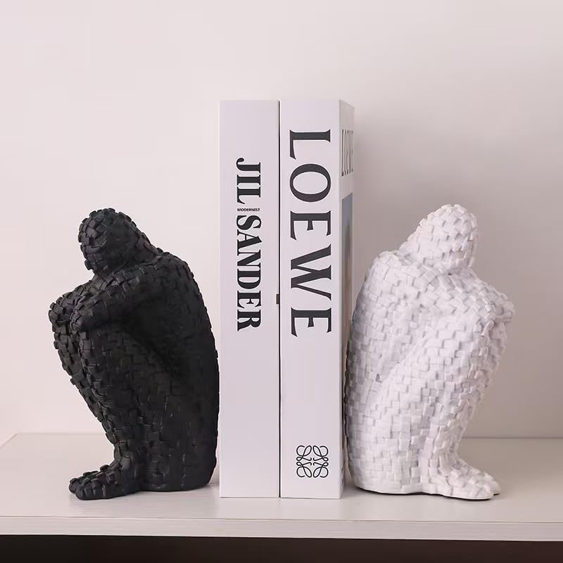 Modern Abstract Geometric Human Figure Sculpture, Contemporary Art Home Decor，3 Colors to Choose from (White) - color: White