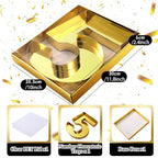 SiliFine 12" Charcuterie Number Shaped Mache with Clear Lid Fillable Sweets Serving Trays Paper Mache Cupcake Candy Box for 2025 Graduation Party Graduation Celebration(Gold,Number 5) - color: Gold, style: Number 5