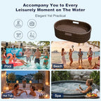 Devoko Floating Pool Tray Large PE Rattan Pool Serving Bar, Luxury Pool Floating Table with Handles for Pool Party, Hot Tub & Beach (Brown) - color: Brown, size: Medium