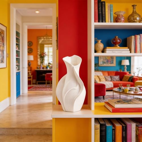 Modern Art Ceramic Vase, Minimalist Aesthetic Flower Vessel for Living Room Desk, Unique Home & Hotel Decor Accent(B) - color: B