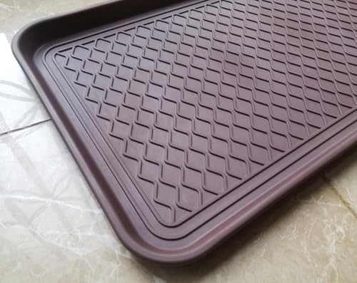 Hard Plastic Boot Tray for Entryway,Boot Mat,Shoe Tray,Shoe Mat for Indoor and Outdoor Use (Brown Grid (Hard Plastic) 2Pcs, 29.5X14.9 inch) - color: Brown Grid (Hard Plastic) 2pcs, size: 29" x 14" x 1.2"