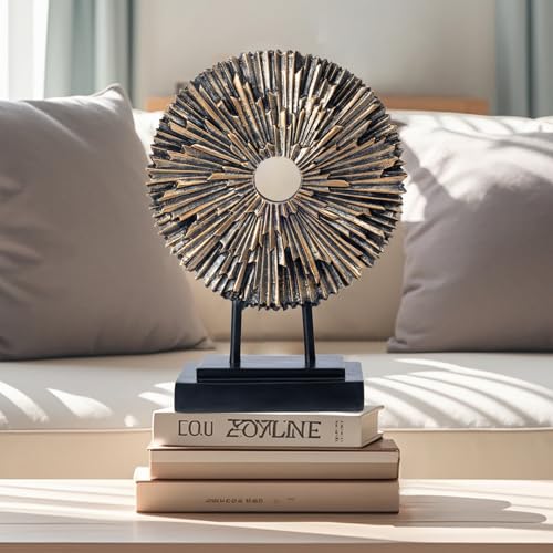 EZ4ENCE Minimalist Round Statue Above Cabinet Decor Kitchen, Modern Decorative Sculpture Home Decorations for Living Room Coffee Table, Office Decor Items, Center Table Decoration (Black) - color: Copper&black