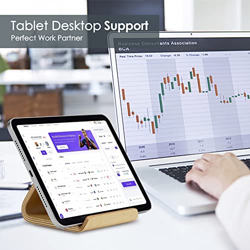 Minimalist Birch Wood Tablet Ipad Mini Air Case Stand Holder Rocks for Desk, Wooden Simple Ipad Pro Riser Holder Compatible with Apple iPad, iPad Air, iPad Mini Case, Kindle Fire, E-Reader ect, White