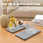 Razborci 2PCS Instant Dry Diatomite Stone Counter Makeup Tray Organizer, Fast Drying Caddy Kitchen Sponge Holder Mat, Bathroom Vanity Toothbrush Bottle Dispenser Soap Dish Rack, Light Gray, 8"x 3.8" - color: 2pcs - 8"x 3.8" - Light Gray
