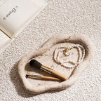 Cloud-Shaped Resin Jewelry Tray, Beige Travertine Vanity Tray for Bathroom Countertop, Trinket Candle Dish, Perfume Holder, Decorative Ottoman Tray for Home Decor Coffee Table Dresser - style: Cloud shaped