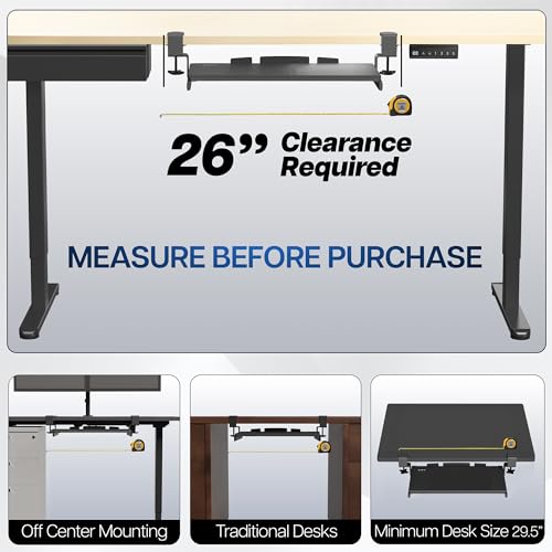 VIVO Small Keyboard Tray, Under Desk Pull Out with Extra Sturdy C Clamp Mount System, 20 (26 Including Clamps) x 11 inch Slide-Out Computer Platform Drawer, White, MOUNT-KB05ES-W - color: White, size: 20 inch