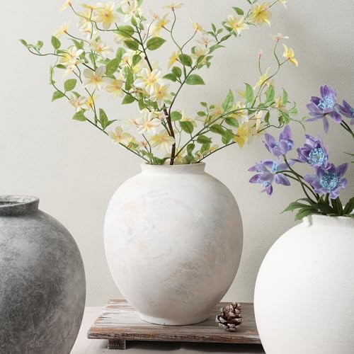 Starttag Large Ceramic Vase, 9.8 inch Rustic Farmhouse Flowers Vase for Home Decor, Sandstone Texture Round Pottery Tall Vase Indoor for Table Living Room Decor, Wabi Sabi - color: Wabi-sabi