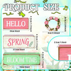 Spring Decoration Wooden Tiered Tray Decor – Rustic Hello Spring Bloom Time Stacked Block Sign with Floral Wreath Topper – Farmhouse Tabletop Spring Decor for Living Room Shelf Kitchen Coffee Bar Entryway Seasonal Home Display - style: Wreath