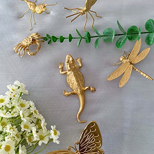 Gold Lizard Sculpture Solid Metal Ornament Mini Animal Figurine for Home Office Garden Desktop Decor (Lizard) - style: Lizard