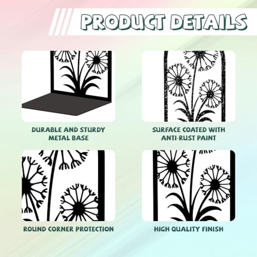 Peacoblue Metal Bookends for Shelves, Modern Decorative Heavy Duty Study Book Support Stoppers for Office, Desk, Shelf, Room 5.3"x4.3"x7.9" Cast Iron Simple Tall Bookends, 1 Pair (Dandelion) - style: Gothic Crow