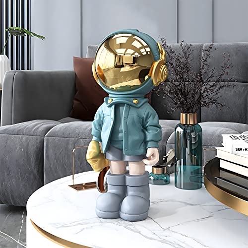 EZ4ENCE Figurine Statue Astronaut Sculpture Spaceman Decor,Sculpture for Home Decor,Arts Blue Shelf Decoration,Cool Metal Mask Table Decor,Large Spaceman Figure Ornament - color: Blue, size: Large