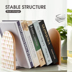 Wooden Bookends 2 Pcs,Abstract Gold and Pink Triangles Heavy Duty Office Book Ends Anti Slip Book Shelf Holder with Metal Base Decorative Book Stands - color: Abstract Gold and Pink Triangles