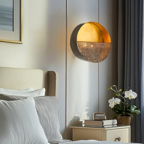 Luxury Metal Wall Candle Sconces – Large Handcrafted Wall-Mounted Tealight Candle Holders with Gold Leaf Interior – Modern & Rustic Home Décor for Living Room, Hallway – 11.8" Bronze Single Piece - color: Bronze - Cut Outs, size: Large
