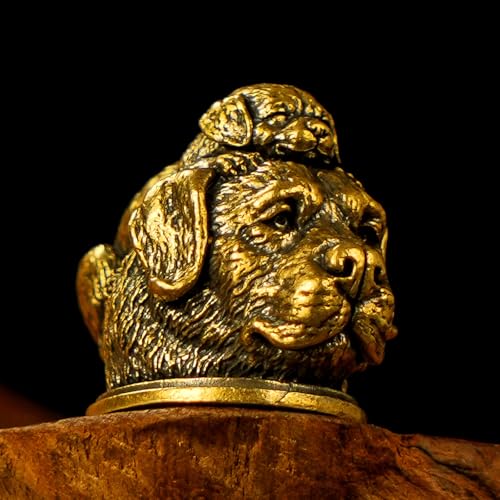 CHOVY Solid Brass Dog Head Sculptures Set Big Small Vintage Figurines 100% Pure Brass, Handcrafted Collectible Animal Statues, Mid-Century Modern Desk Decor for Office, Study Oddities Collections - color: Dog Heads