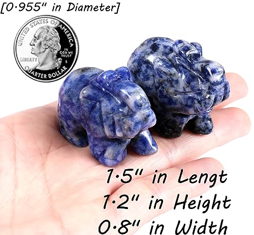 QINJIEJIE Blue White Sodalite Crystals Elephant Decor Cute Desk Polished Stones Figurine Natural Gemstones Luck Decoration Home Room Office Pocket Hippie Elephant Meditation Gift for Women - color: Blue White Sodalite
