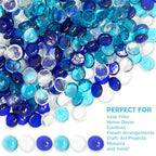 Galashield Flat Glass Marbles for Vases Blue Mix Glass Gems Beads Pebbles Vase Filler (5 LBS, Approx. 540 PCS) - color: Blue Mix, size: 5 LBS